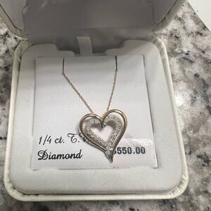 10K Gold 0.25 ct Diamond Heart Pendant Necklace